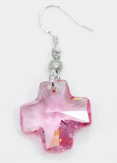 Mode Me Pink Croix d'Argent Boucles d'oreilles Swarovski Crystal Sterling