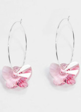 Mode Me coeur rose Swarovski Crystal Boucles d'oreilles en argent sterling