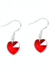 Mode Me Heart Red Swarovski Crystal Boucles d'oreilles en argent sterling