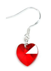 Mode Me Heart Red Swarovski Crystal Boucles d'oreilles en argent sterling