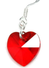 Mode Me Heart Red Swarovski Crystal Boucles d'oreilles en argent sterling
