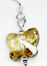 Mode Me papillon jaune Swarovski Crystal Boucles d'oreilles en argent sterling