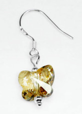 Mode Me papillon jaune Swarovski Crystal Boucles d'oreilles en argent sterling