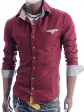 Formelle de préparation du lit Rouge 100% coton col shirt manches longues pour hommes