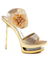 Golden 4'' High Heel Platform Fashion Shoes
