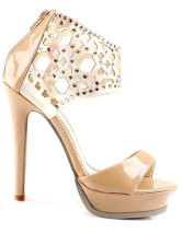 Gorgeous Golden 5’’ High Heel 1 3/5’’ Platform Patent Leather Zipper Fashion Prom Shoes