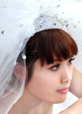 Gorgeous fil blanc Veil paillettes de mariage de diamant pour la mariée