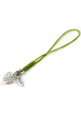 Grass Green Small Pinecone Hand Knitting 925 Silver Cellphone Charms