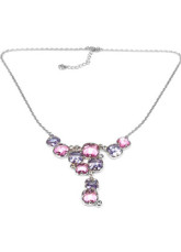Grande Light Pink Purple en alliage d'argent Collier Cristal Swarovski pour les femmes