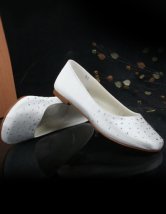 Chaussures de mariage plates en crème et en satin avec Rhinestone
