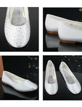 Chaussures de mariage plates en crème et en satin avec Rhinestone
