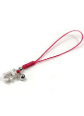 Lovely Little Bear Red Hand Knitting 925 Silver Cellphone Charms
