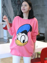 Cute Pink Cotton Long Sleeves Maternity Shirt