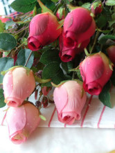 Lovely Rouge vif et rose Roses en tissu de soie de soie Bouquet de fleurs