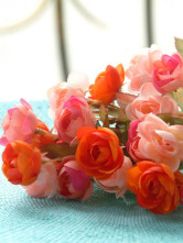 Tissu de soie orange fleur de camélia Arrangement