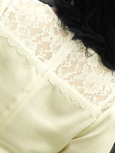 Palegoldenrod soie manches longues col rond Sash shirt Mode Femmes