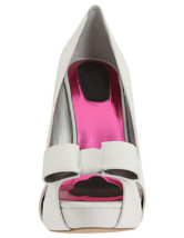 Peep Toe White 4 7/10’’ High Heel 4/5’’ Platform Bow Satin Fashion Prom Shoes