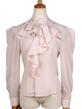 Blouse Chemise Mode Féminine Manches Longues Jabots Roses