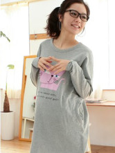 Popular Light Gray Cotton Maternity Tee Shirt
