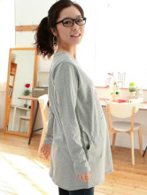 Popular Light Gray Cotton Maternity Tee Shirt