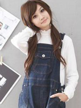 Practical Blue Jeans Cotton Maternity Suspender Trousers