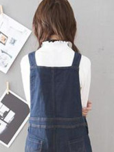 Practical Blue Jeans Cotton Maternity Suspender Trousers