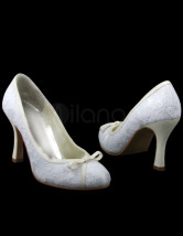 Chaussures de mariage blanches de 3 1/2'' talon en satin 