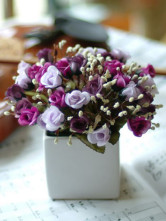 Purple 15-18cm de haut Etoffe de soie Rose Flower Arrangement