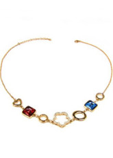 Calidad Blue Silver Red de diamante de imitación de aleación de collar de cristal de Swarovski para las mujeres