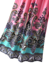 Robe Pour Femme Cou V Polyester Coton Mercerisé Saveur Ethnique Spaghetti Rouge 