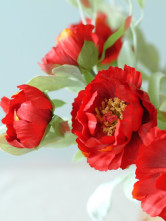 53cm de haut de fleurs de soie rouge 3 Camellia