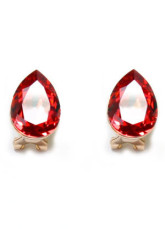 Rétro Rouge Argent Boucles d'oreilles en alliage rubis synthétique Pour Dame