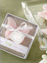 Romantic Pink Butterfly Over Flowers 6-7cm Candles