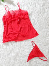 Lingerie Sexy Nylon rouge et culotte Set