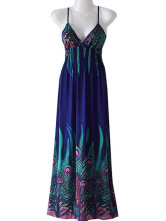 Robe Pour Femme Cou V Polyester Coton Mercerisé Saveur Ethnique Spaghetti Sexy