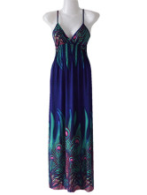 Robe Pour Femme Cou V Polyester Coton Mercerisé Saveur Ethnique Spaghetti Sexy
