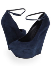 Special Dark Slateblue Nubuck Leather Platform 5 1/8'' Womens Fashion Shoes