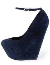 Special Dark Slateblue Nubuck Leather Platform 5 1/8'' Womens Fashion Shoes