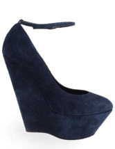 Special Dark Slateblue Nubuck Leather Platform 5 1/8'' Womens Fashion Shoes
