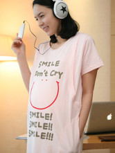Sweet Pink Cotton Elastic Fabric Smile Short Sleeves Maternity T-shirt
