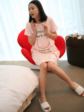 Sweet Pink Cotton Elastic Fabric Smile Short Sleeves Maternity T-shirt
