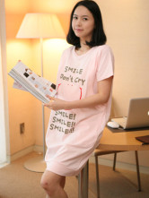 Sweet Pink Cotton Elastic Fabric Smile Short Sleeves Maternity T-shirt