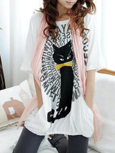 Sweet White Cotton Summer Batwing Maternity Tee Shirt