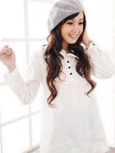 White 100% Cotton Long Sleeves Maternity Shirt