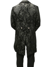 un attirant manteau steampunk plein longueur noir a revers du tissu jazz et velours