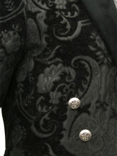 un attirant manteau steampunk plein longueur noir a revers du tissu jazz et velours