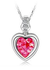 Classic Red Swarovski Crystal Alloy Heart Shaped Ladies Necklace