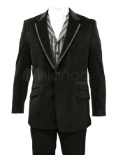 une classique veste steampunk pour hommes noir a revers a boutons seul sein en chiffon de jazz velours