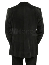 une classique veste steampunk pour hommes noir a revers a boutons seul sein en chiffon de jazz velours