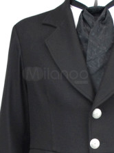 un cool manteau plein longueur steampunk pour hommes noir boutonné en chiffon de jazz